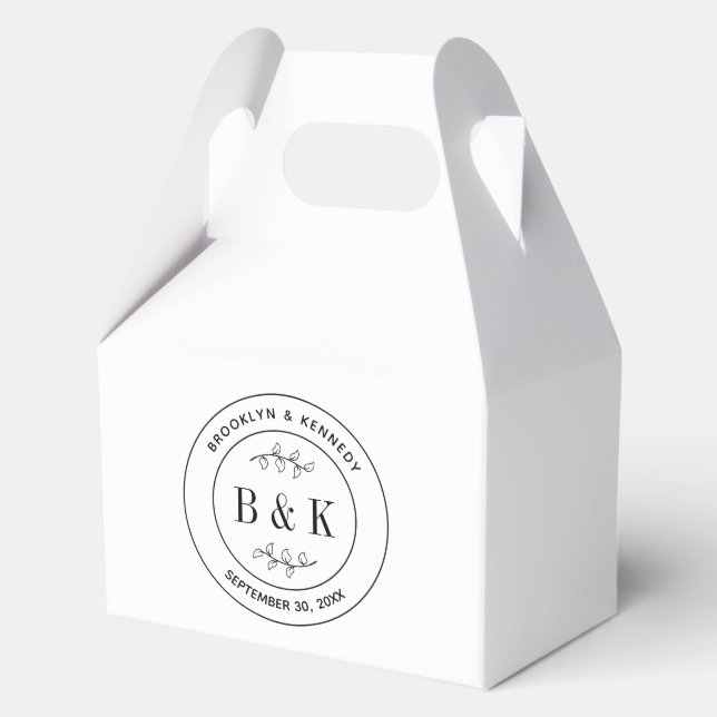 Ballotins Mariage à Monogramme Botanique Fleurs Nom du Coupl (Recto)