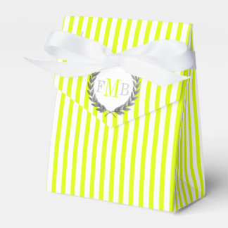 Ballotins Mariage à rayures chartreuse et blanc avec monogra