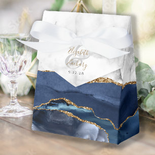 Ballotins Mariage au marbre bleu nuit et agate dorée