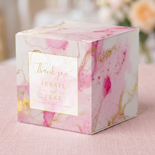 Ballotins Mariage au marbre rose et or