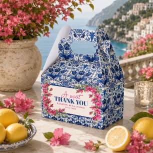 Ballotins Mariage avec Carrelage Bleu et Bougainvillée Rose