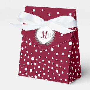 Ballotins Mariage avec motif pois blancs et bordeaux