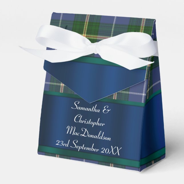 Ballotins Mariage bleu et vert tartan plaid (Verso)