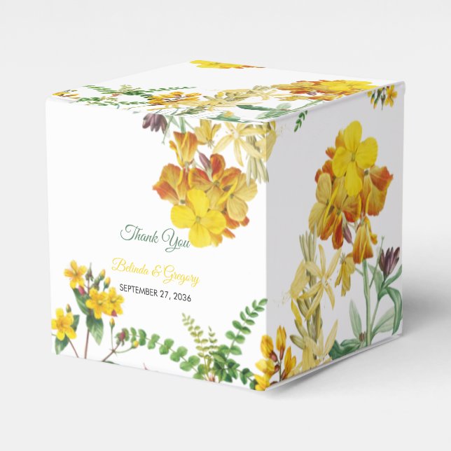 Ballotins Mariage botanique vintage jaune Aquarelle (Verso)