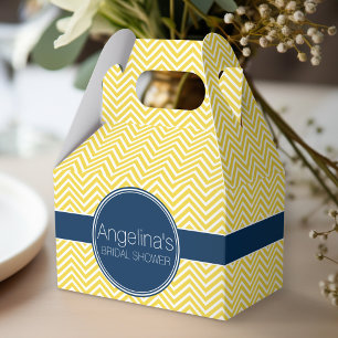 Ballotins Mariage chic avec chevrons bleu marine et jaune
