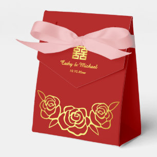 Ballotins Mariage chinois floral rose découpage en papier ro