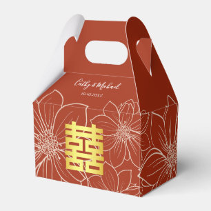 Ballotins Mariage chinois floral rouge moderne bohème