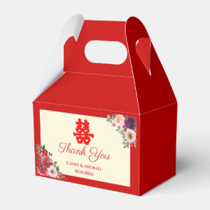 Ballotins Mariage chinois rouge violet floral merci