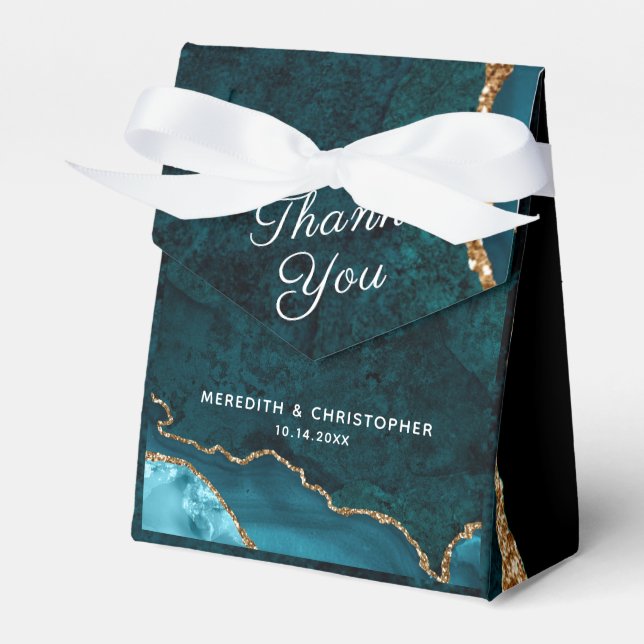 Ballotins Mariage d'âge de Parties scintillant d'or Aqua tur (Verso)