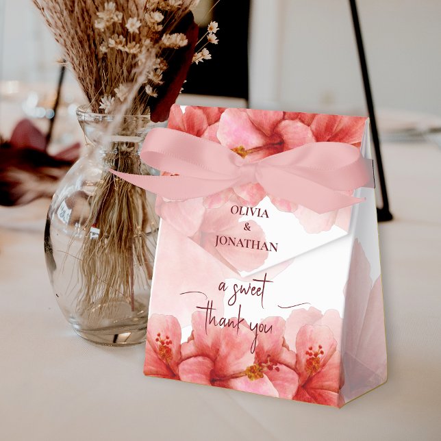 Ballotins Mariage d'aquarelle en Merci doux romantique (Romantic Sweet Thank You Watercolor Flower Wedding Favor Box)