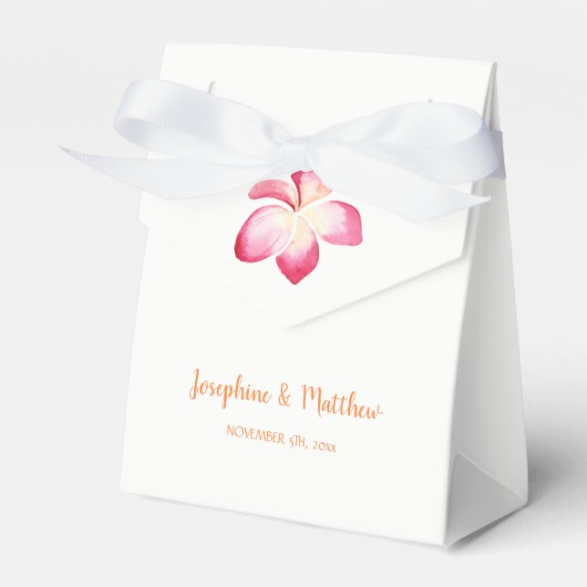 Ballotins Mariage d'aquarelle rose Sunset Plumeria (Verso)