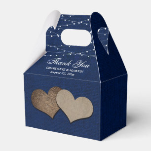Ballotins Mariage de coeur bleu Burlap de marine Merci