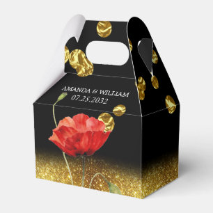 Ballotins Mariage de Fleur Rouge Élégant Noir