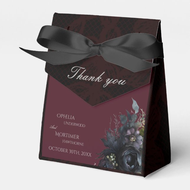 Ballotins Mariage de Merci de fleurs gothiques foncés (Verso)
