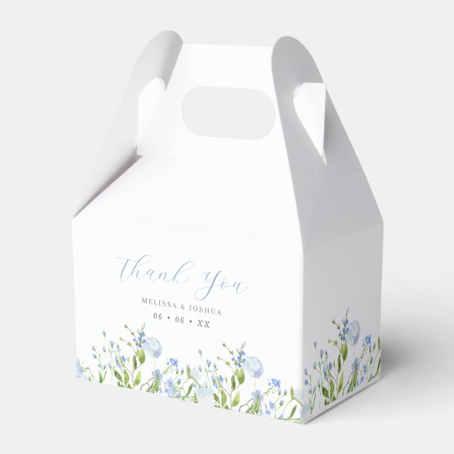 Ballotins Mariage de Merci Floral Aquarelle Bleue (Verso)