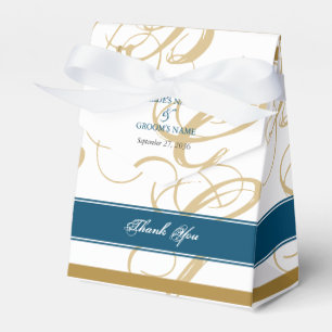 Ballotins Mariage de monogramme or Blue Elegant
