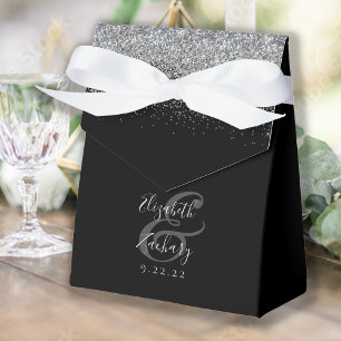 Ballotins Mariage de Parties scintillant en argent noir mode
