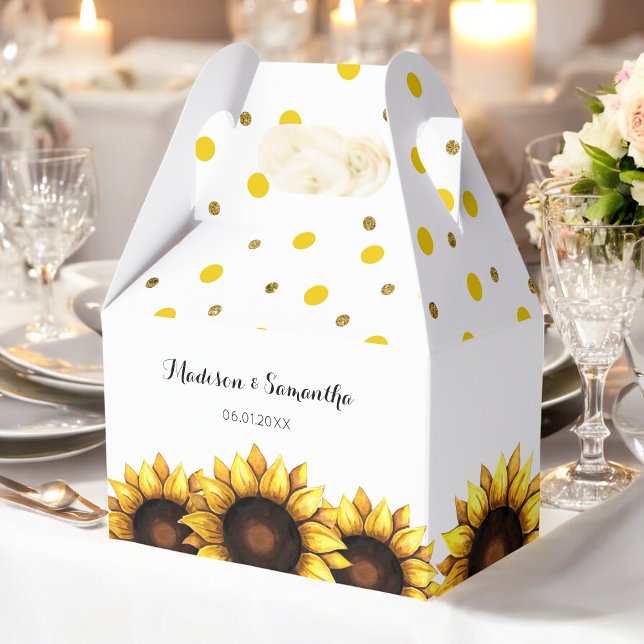 Ballotins Mariage de tournesol jaune blanc Floral (Créateur téléchargé)