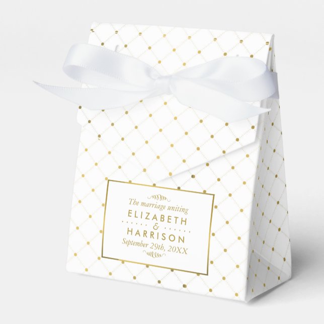 Ballotins Mariage d'effet blanc et or moderne (Verso)