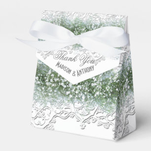 Ballotins Mariage dentelle blanche et gypsophile