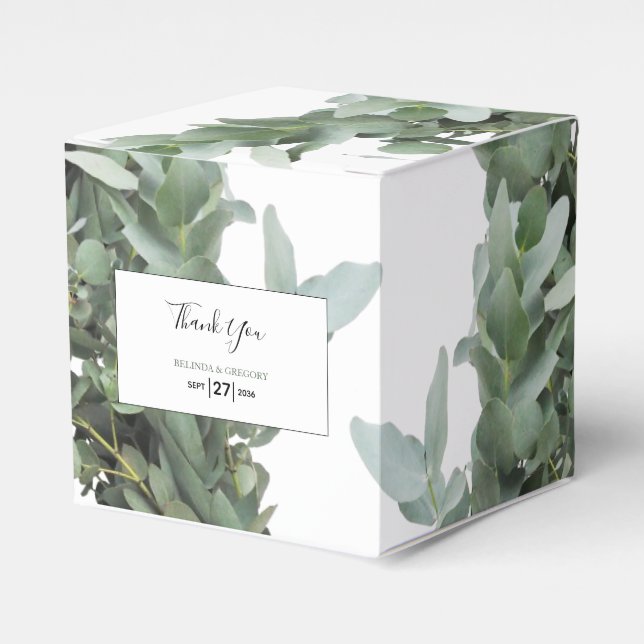 Ballotins Mariage d'eucalyptus en argent (Verso)