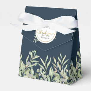 Ballotins Mariage d'hiver avec feuilles de verdure bleu océa