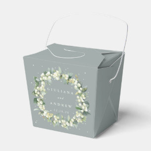 Ballotins Mariage d'hiver Seafoam Green Snowberry+Eucalyptus