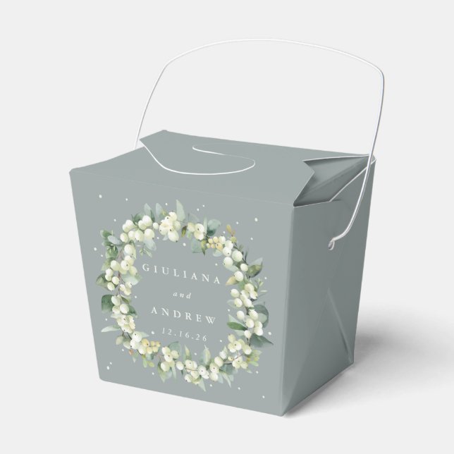Ballotins Mariage d'hiver Seafoam Green Snowberry+Eucalyptus (Verso)