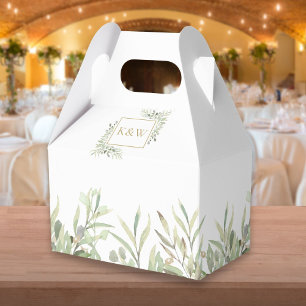 Ballotins Mariage élégant avec monogramme doré et verdure
