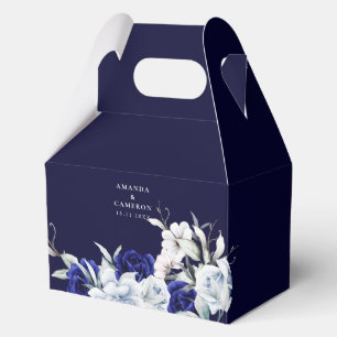 Ballotins Mariage Élégant Dusty Blue Navy Floral 