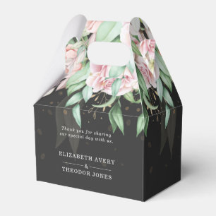 Ballotins Mariage élégant luxe noir et rose floral