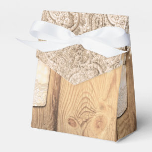 Ballotins Mariage en bois rustique avec jarre de maçon illum