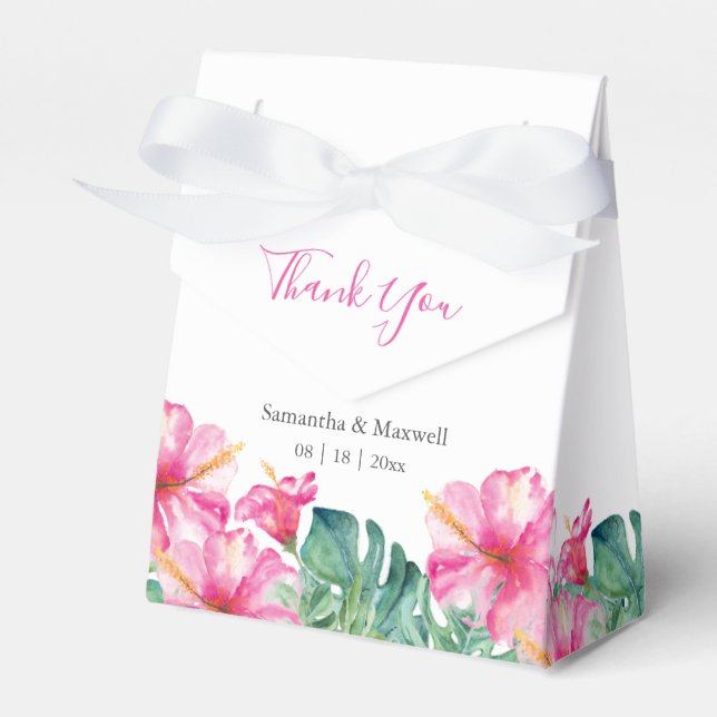 Ballotins Mariage Faveur Boîtes Aquarelle Florales Palm Feui (Verso)