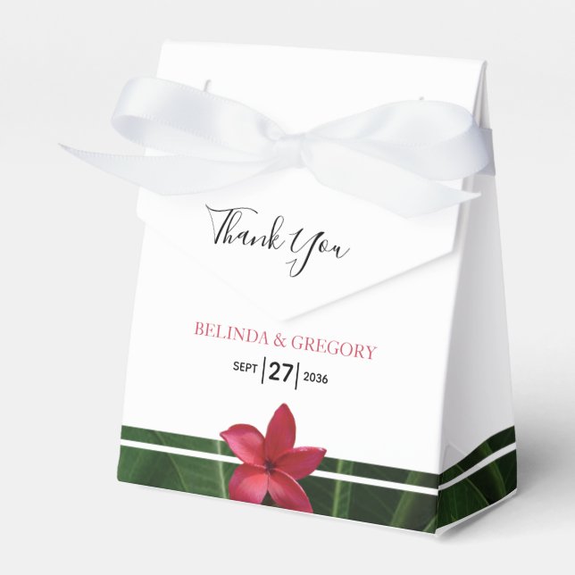 Ballotins Mariage Fleur de frangipanier rouge Plumeria (Verso)