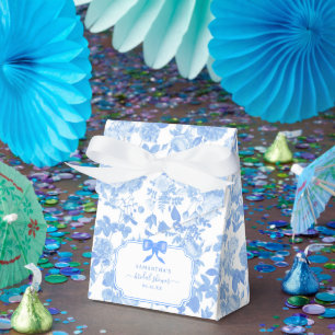 Ballotins Mariage Fleurs de Roses Bleu Blanc Chinoiserie