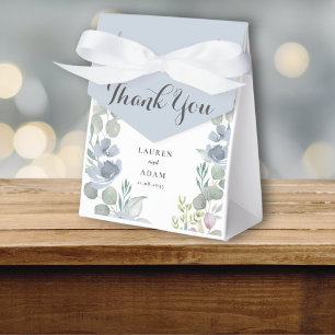 Ballotins Mariage Floral Aquarelle Bleu Poussiéreux Bohème 