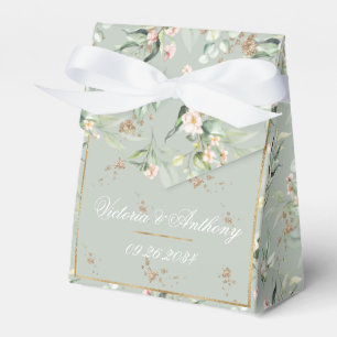 Ballotins Mariage Floral Aquarelle Vert Sage Or