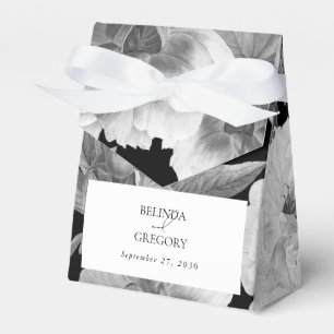 Ballotins Mariage floral noir et blanc Peonies d'aquarelle