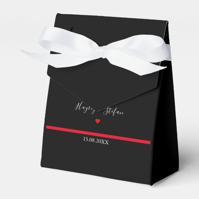 Ballotins Mariage Floral Noir Et Rouge Moderne (Verso)