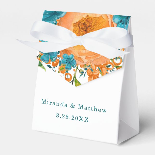 Ballotins Mariage Floral turquoise Et Orange (Verso)