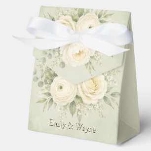 Ballotins Mariage floral vert sauge et ivoire