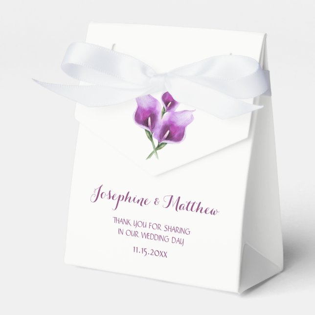 Ballotins Mariage floral violet Calla Lily (Verso)