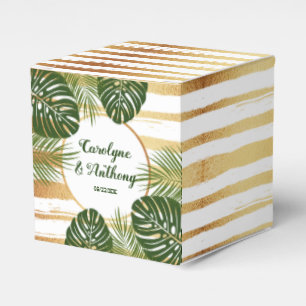 Ballotins Mariage Gold Foil & Green Palm Leaf Beach