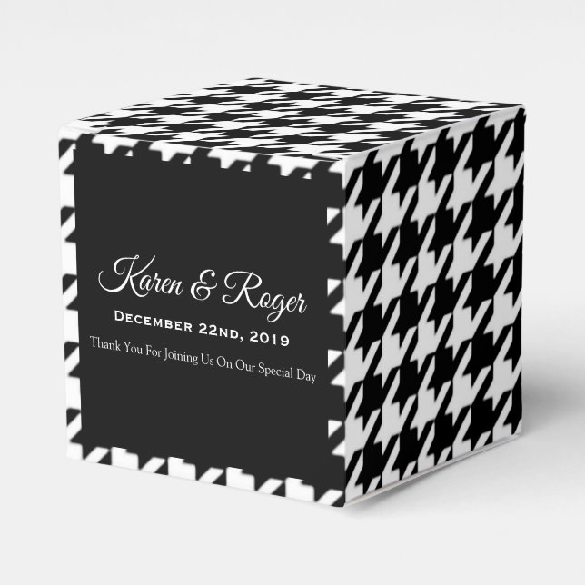 BALLOTINS MARIAGE HOUNDSTOOTH BLACK & WHITE PERSONNALISÉ (Verso)