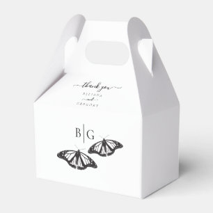 Ballotins Mariage minimaliste de papillon noir blanc