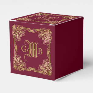 Ballotins Mariage Monogram Classic Gold Frame Bourgogne