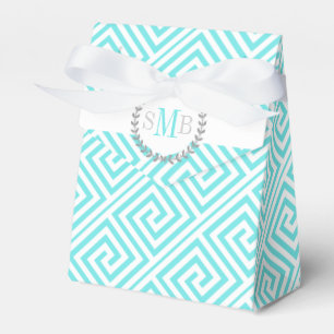 Ballotins Mariage monogramme blanc bleu Aqua
