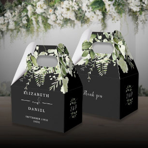Ballotins Mariage Monogramme Floral Et Feuillage Noir Et Bla