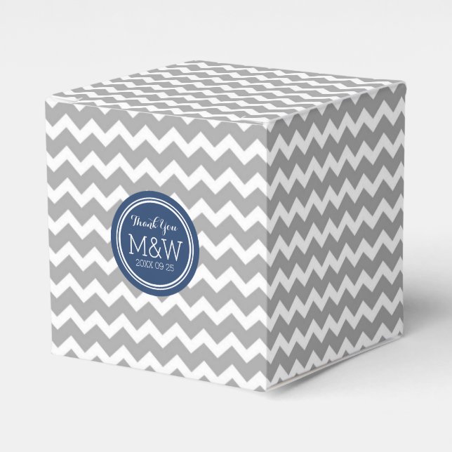 Ballotins Mariage  Monogramme gris bleu Chevron Ballotin (Verso)