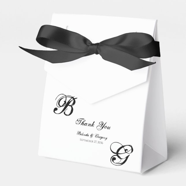 Ballotins Mariage Monogramme noir et blanc (Verso)